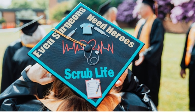 Closeup of the top of a graduation cap