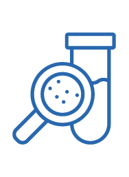 magnifying glass with test tube icon